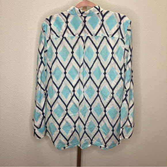 Talbots Blue and Black Print Button Down Shirt XL - Picture 6 of 6